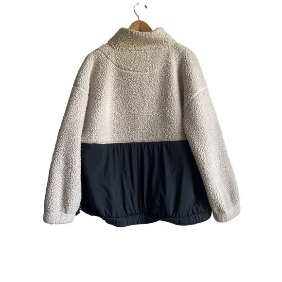 Lou & Grey Faux Sherpa Pullover 1/4 Snap Sweatshirt Size XL Ivory Black - Picture 3 of 12